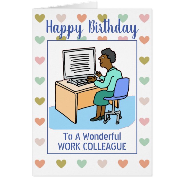 Happy Birthday Black Office Work Colleague (Front)