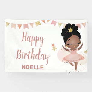 Happy Birthday! Black Princess Ballerina Banner