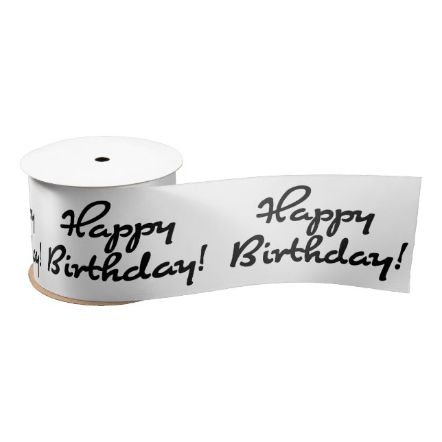 Happy Birthday Black Script Satin Ribbon (Spool)