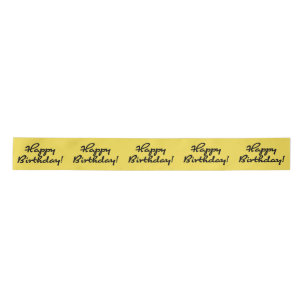 Happy Birthday Black Script Satin Ribbon