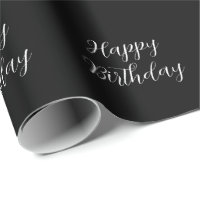 Happy Birthday Black White Minimalist Modern Cute
