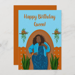 Happy Birthday, Black Woman Houseplants Orange Blu