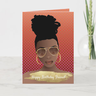 Happy Birthday! Black Woman w/Gold Shades Card