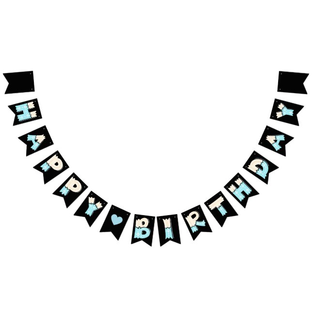 Happy Birthday Blau Beige Bunting (All)