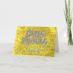 Happy Birthday Bling Yellow Greeting Card