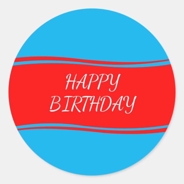 Happy birthday blue and red classic round sticker (Front)