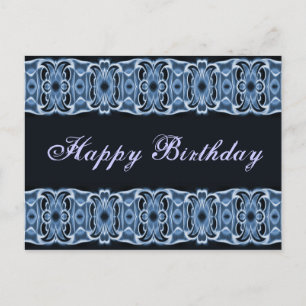 Happy Birthday blue black Postcard