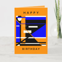 Happy Birthday Blue Black White Orange MCM Look