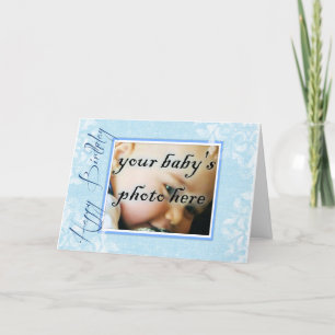 Happy Birthday Blue Blue Photo Frame Card