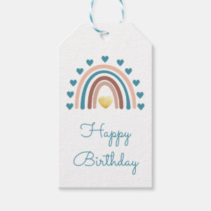 Happy Birthday Blue Boy Rainbow Gift Tags