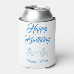 happy birthday blue cake heart name love pastel  can cooler
