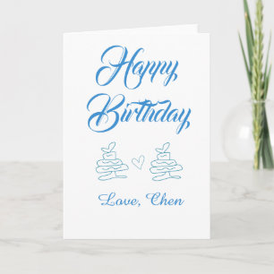 happy birthday blue cake heart name love pastel card