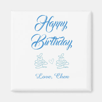 happy birthday blue cake heart name love pastel  magnet