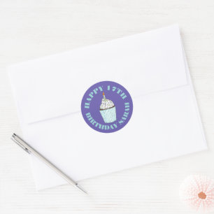 Happy Birthday Blue Cupcake Sprinkles Frosting Classic Round Sticker