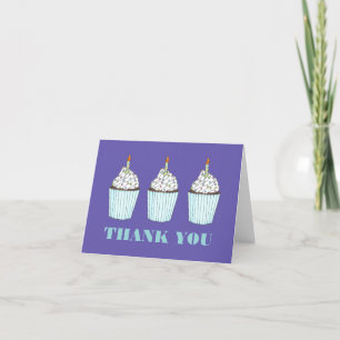 Happy Birthday Blue Cupcake Sprinkles Frosting Thank You Card