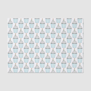Happy Birthday Blue Cupcake Sprinkles Frosting Tissue Paper