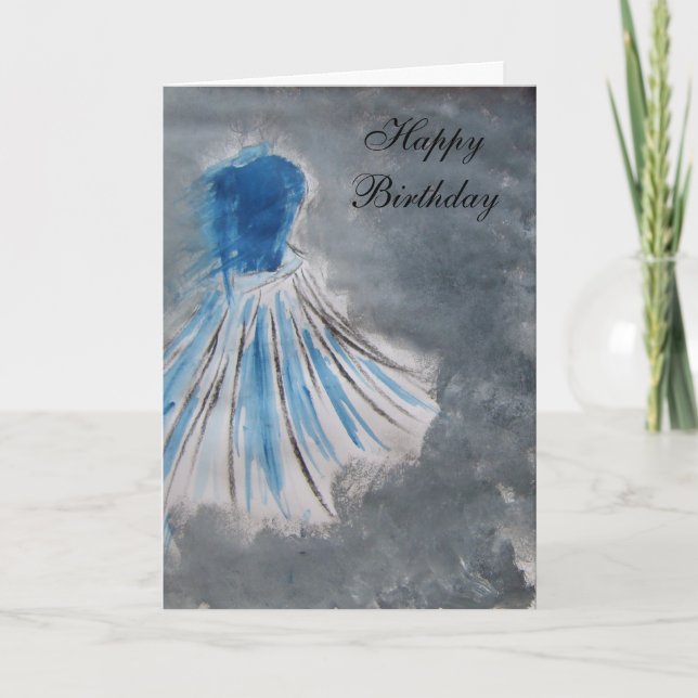Happy Birthday (blue dress) Card (Front)