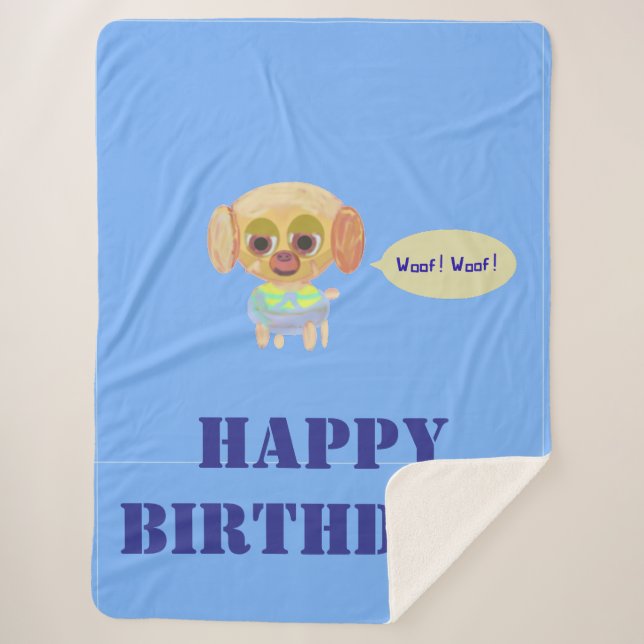 Happy Birthday Blue Fleece Blanket (Front)