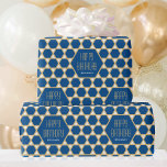 Happy Birthday Blue Gold Star Pattern Personalised Wrapping Paper<br><div class="desc">Stylish birthday wrapping paper featuring a Star of David geometric pattern in blue,  white and gold colour. Both the name and the greeting can be customised. Makes a lovely unique gift wrap for family and friends!</div>