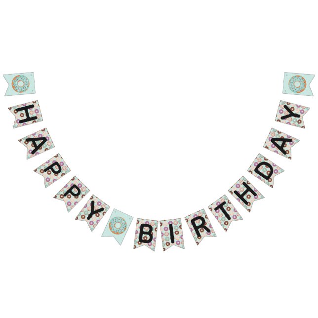 HAPPY BIRTHDAY Blue Iced Doughnuts Sweetest One Pa Bunting (All)