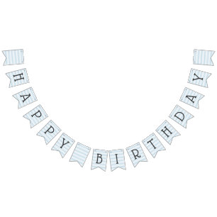 Happy Birthday Blue Irregular Stripes Bunting