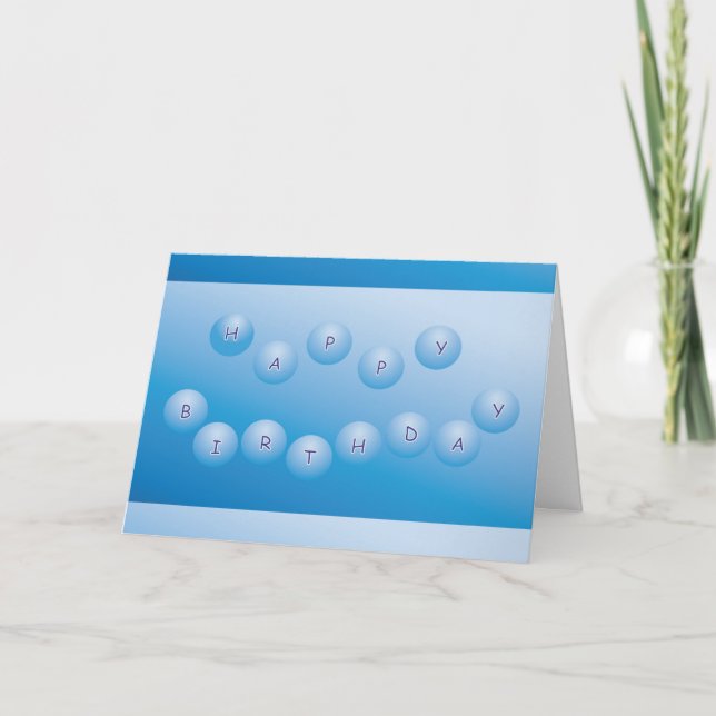 Happy Birthday Blue Orbs Card (Front)