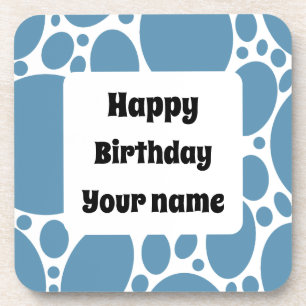 Happy birthday, blue pattern coaster
