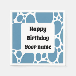 Happy birthday, blue pattern  napkin