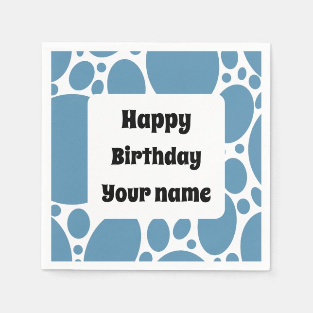 Happy birthday, blue pattern  napkin (Front)