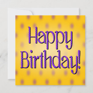 Happy Birthday Blue Polka Dot Text Yellow Bkgrd Invitation