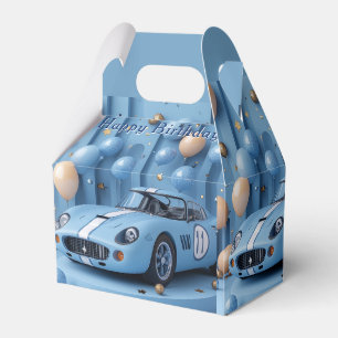 Happy Birthday Blue Race Car Balloons Favour Box