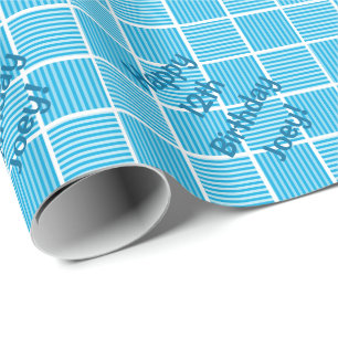 Happy Birthday Blue Squares Wrapping Paper