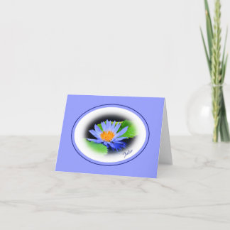 Happy Birthday Blue Water Lily Note Greeting Cards