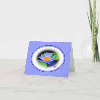 Happy Birthday Blue Water Lily Note Greeting Cards