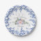 Happy Birthday Blue White Florals Paper Plate