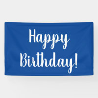 Happy Birthday Blue White Typography