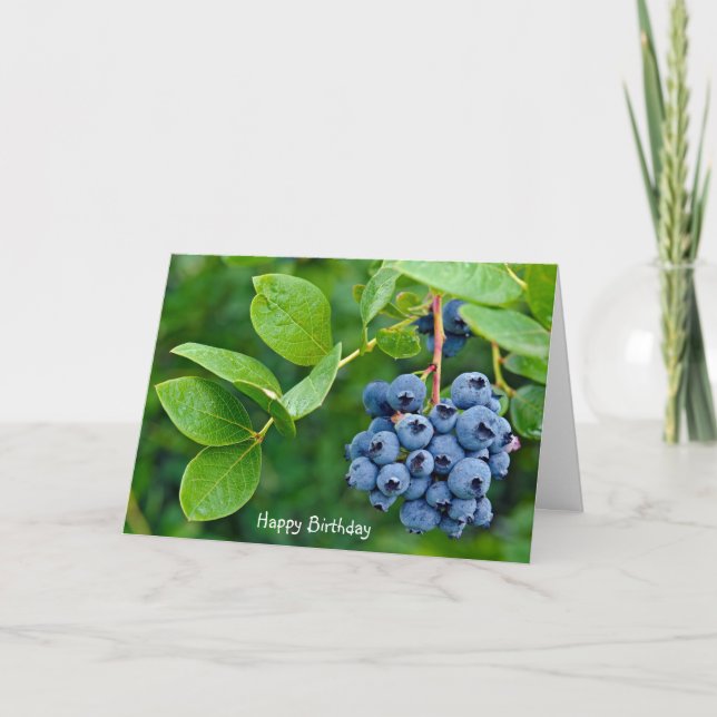 happy birthday blueberry bunch on bush card (Front)