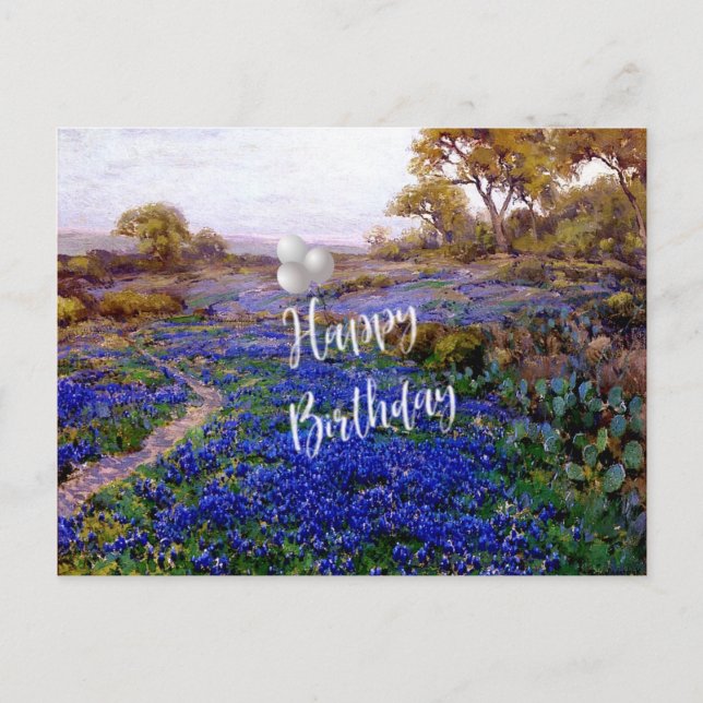 Happy Birthday - Bluebonnets at Twilight, Postcard (Front)