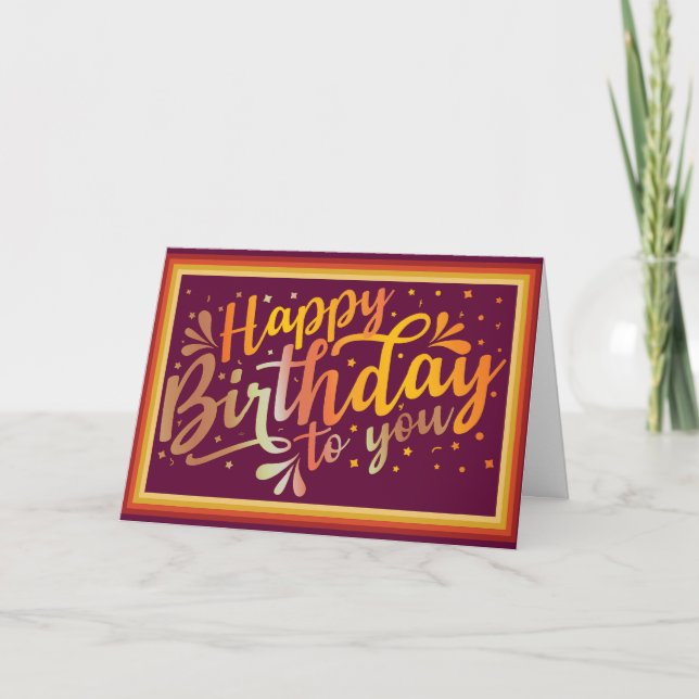 Happy Birthday boho retro colours Card (Front)
