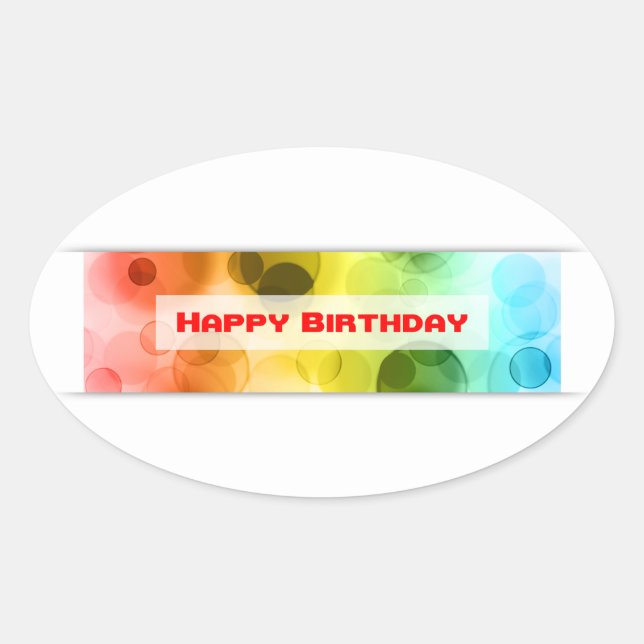 happy birthday (bokeh) oval sticker (Front)