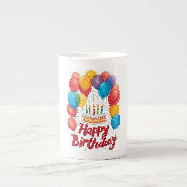Happy Birthday Bone China Mug (Front)