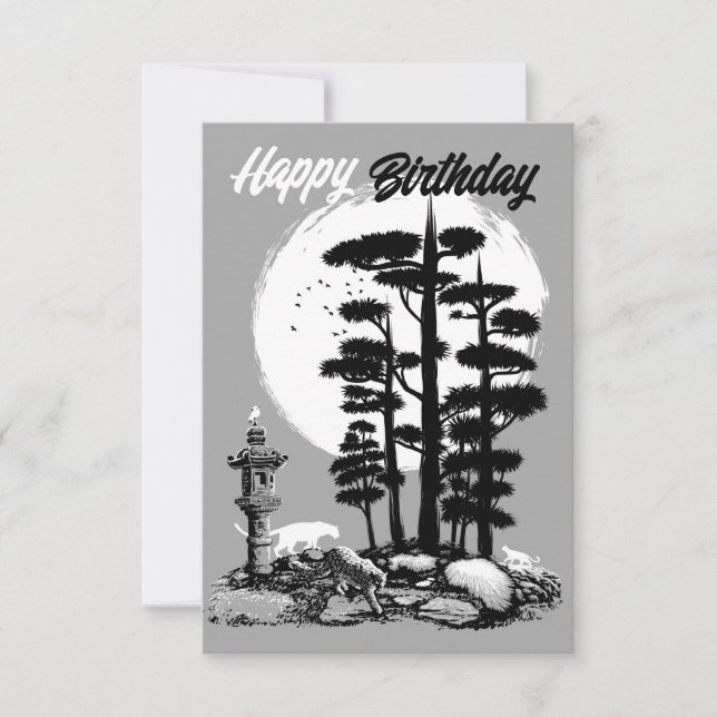 Happy Birthday Bonsai leopards Invitation (Front)