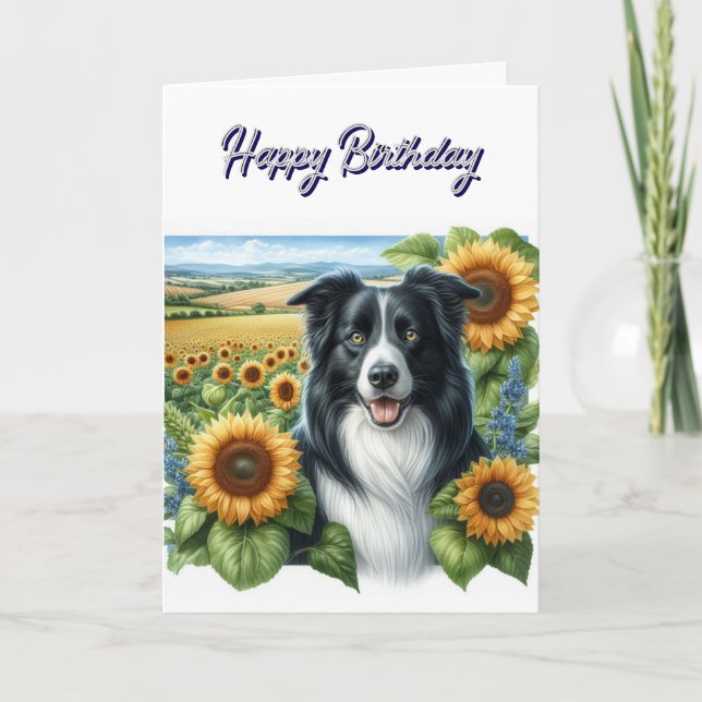 Happy Birthday Border Collie  Card (Front)