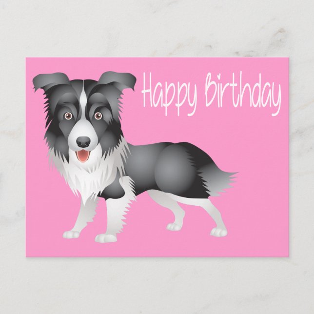 Happy Birthday Border Collie Puppy Dog Post Card (Front)