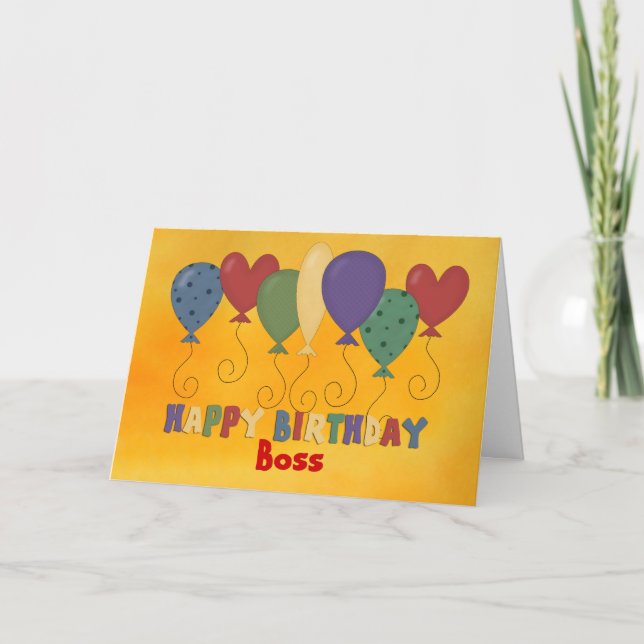 Happy Birthday Boss, Colorful Card (Front)