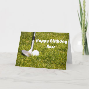 Happy Birthday Boss Sand-wedge And Golf Ball Card