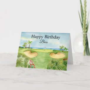 Happy Birthday Boss Tropical Golf Course Card