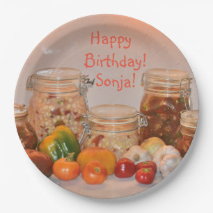 Happy Birthday Bountiful Harvest Paper Plate
