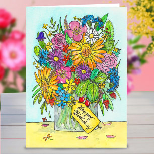 Happy Birthday Bouquet greeting card by N. Janes