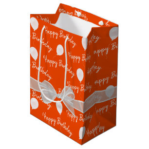 Happy Birthday Bow and Balloons  Medium Gift Bag